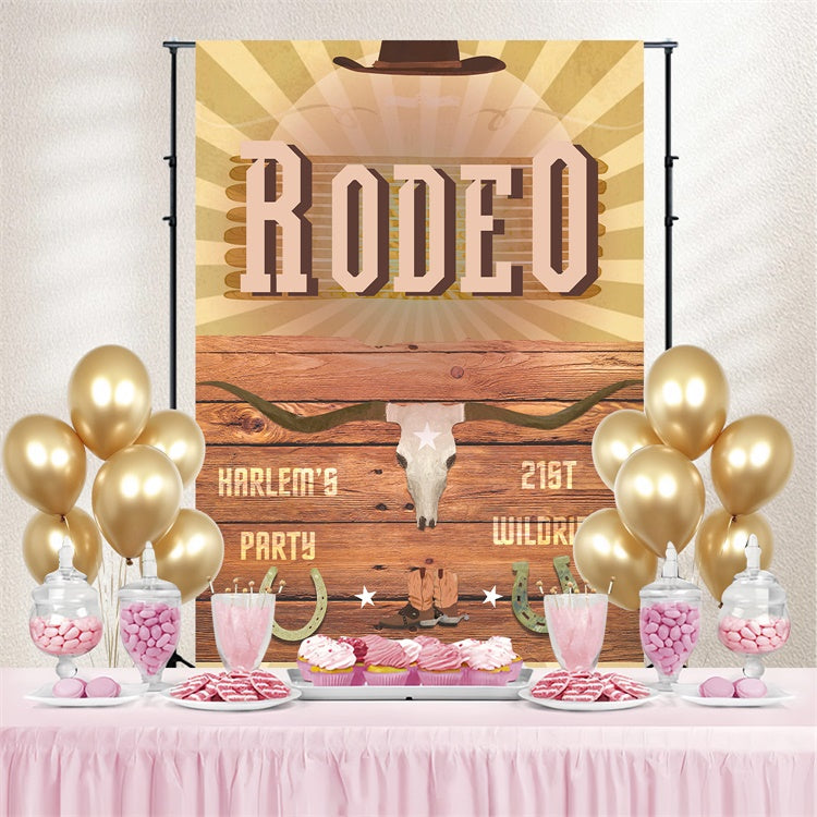 Personalised 21st Birthday Backdrop Western Rustic Rodeo Backdrop BRP3-35