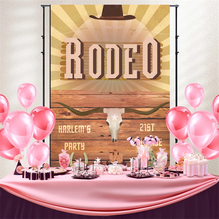 Personalised 21st Birthday Backdrop Western Rustic Rodeo Backdrop BRP3-35