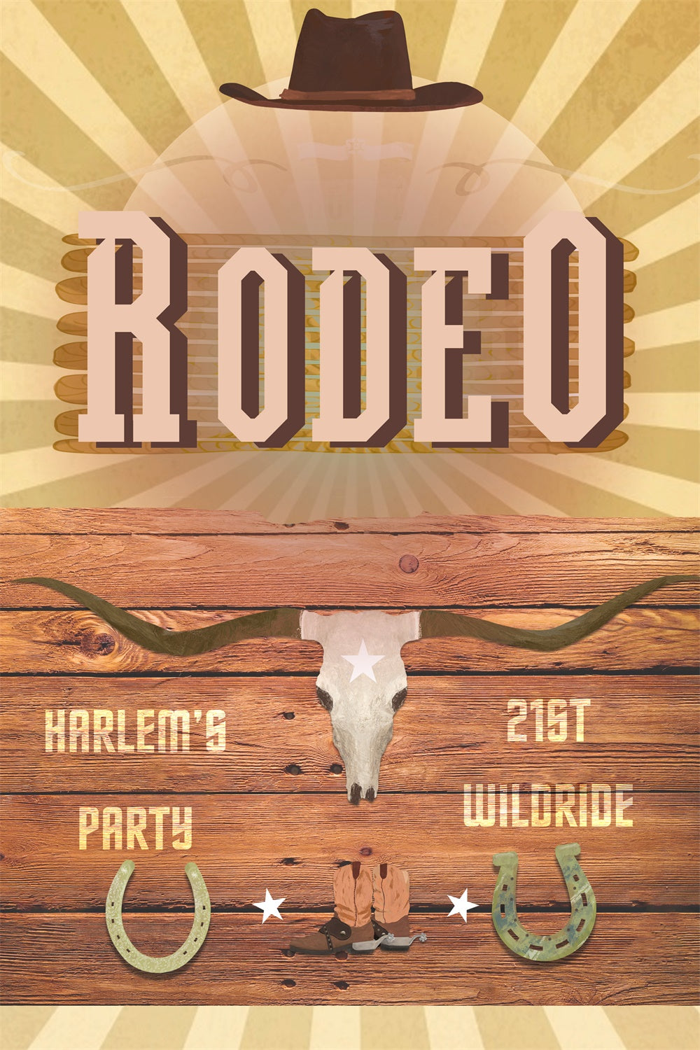Personalised 21st Birthday Backdrop Western Rustic Rodeo Backdrop BRP3-35