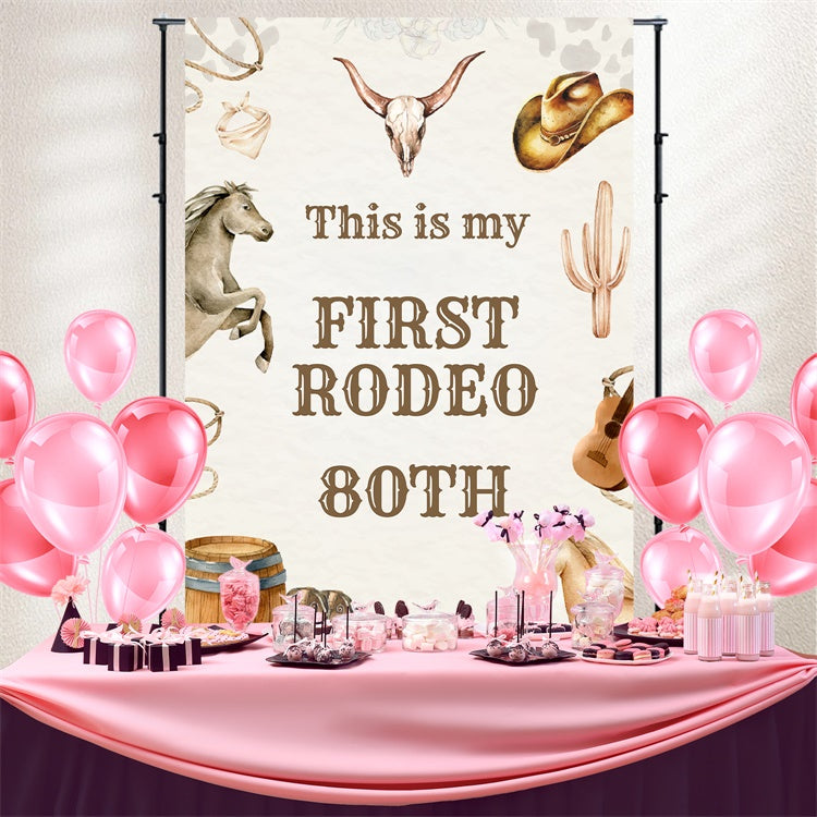 Personalized Birthday Photo Backdrop Rustic Cowboy 80th Backdrop BRP3-36