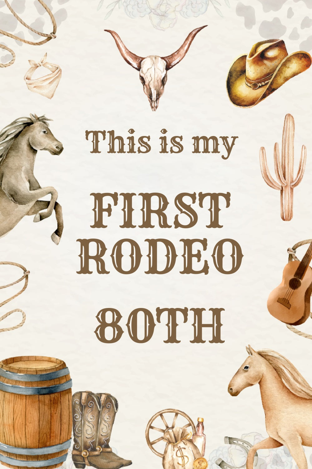 Personalized Birthday Photo Backdrop Rustic Cowboy 80th Backdrop BRP3-36