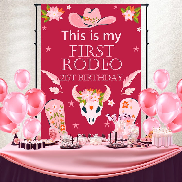 Personalised 21st Birthday Backdrop Cowgirl Boots Party Backdrop BRP3-38