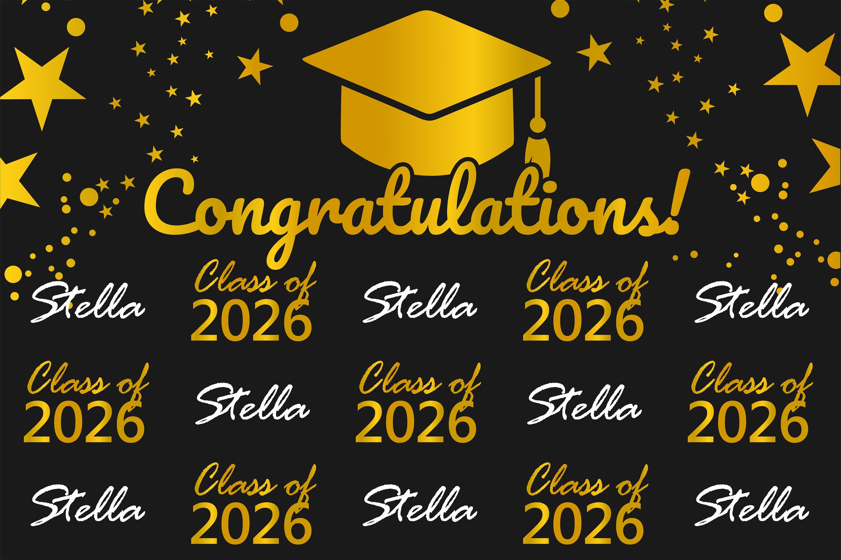 Personalized Graduation Backdrop Elegant Black Graduation Party Backdrop BRP3-3