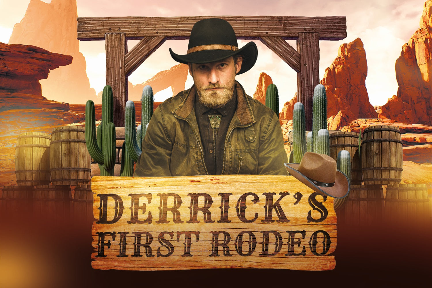 Personalized Backdrop For Birthday Cactus Rustic Cowboy Backdrop BRP3-42