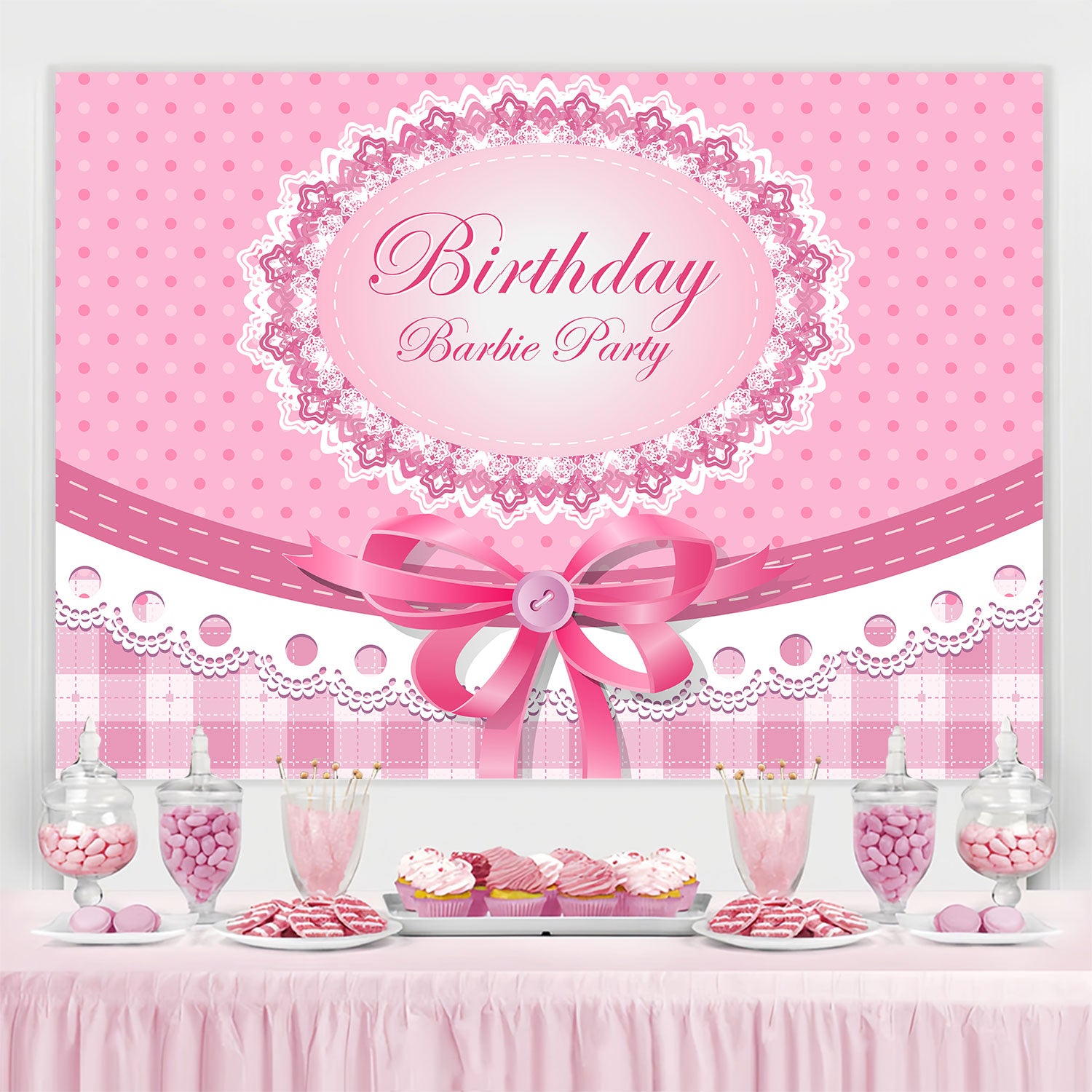 Personalized Backdrop For Birthday Vintage Lace Ribbon Backdrop BRP3-45