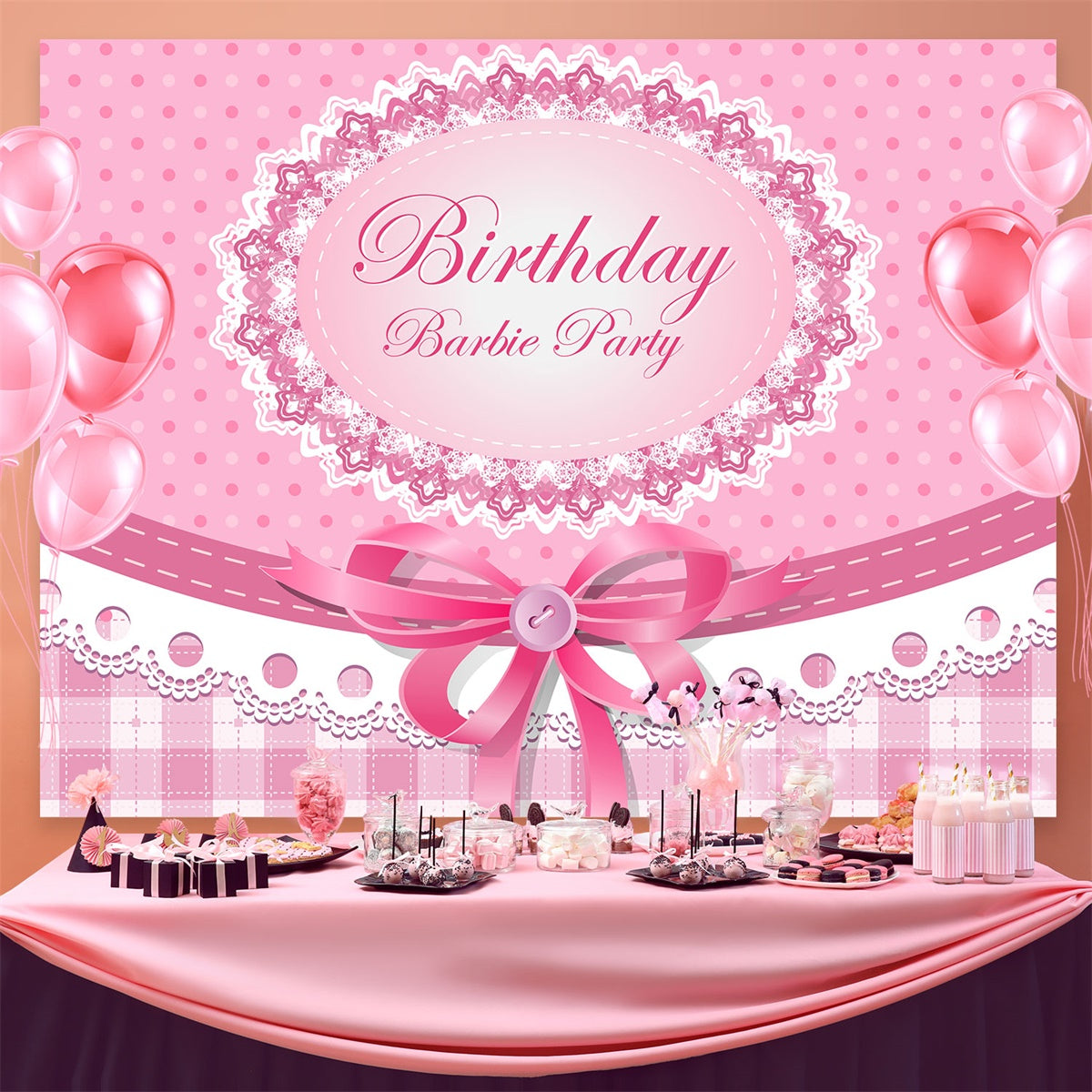Personalized Backdrop For Birthday Vintage Lace Ribbon Backdrop BRP3-45