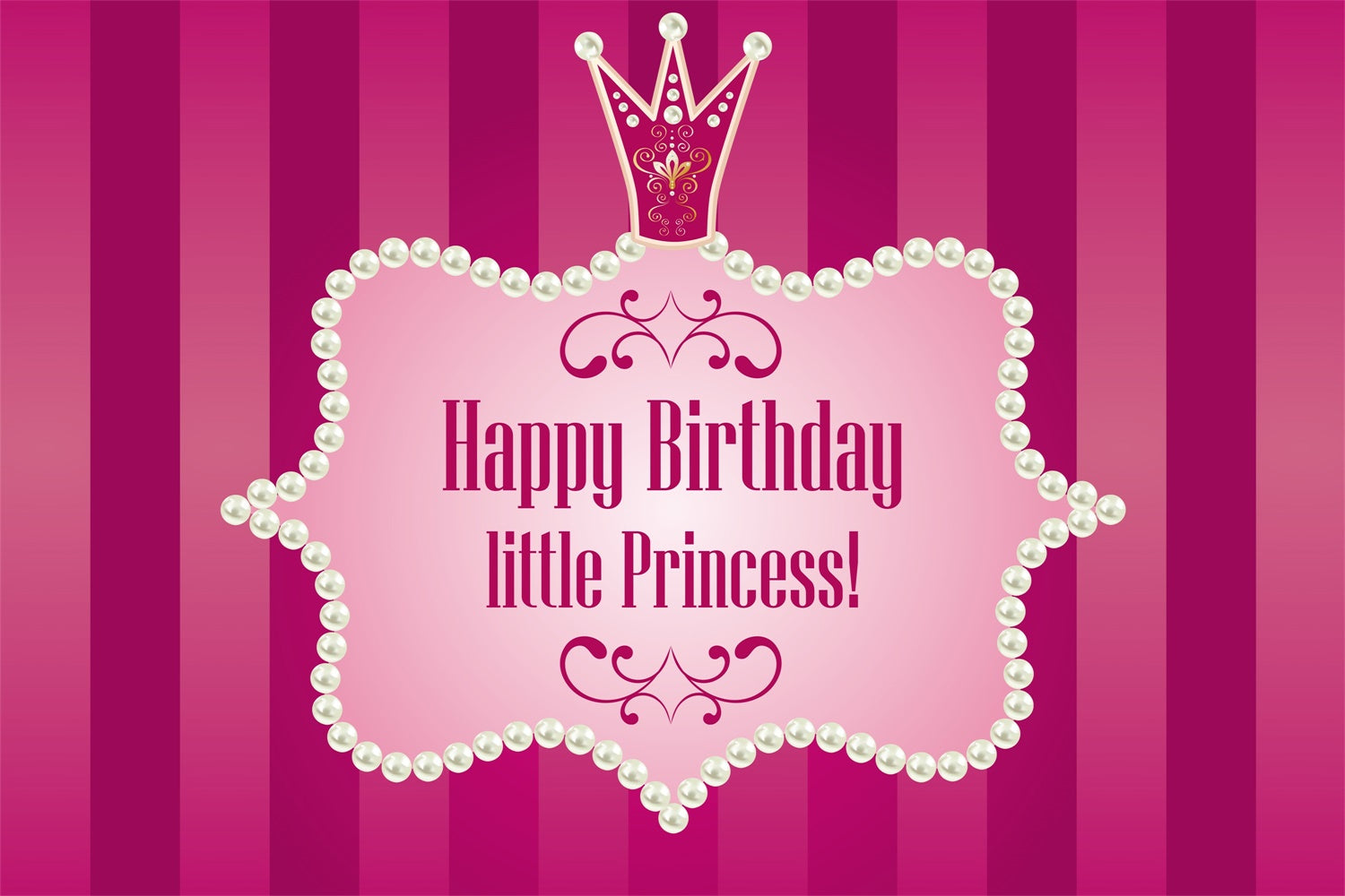 Personalized Birthday Photo Backdrop Pink Pearl Crown Backdrop BRP3-46