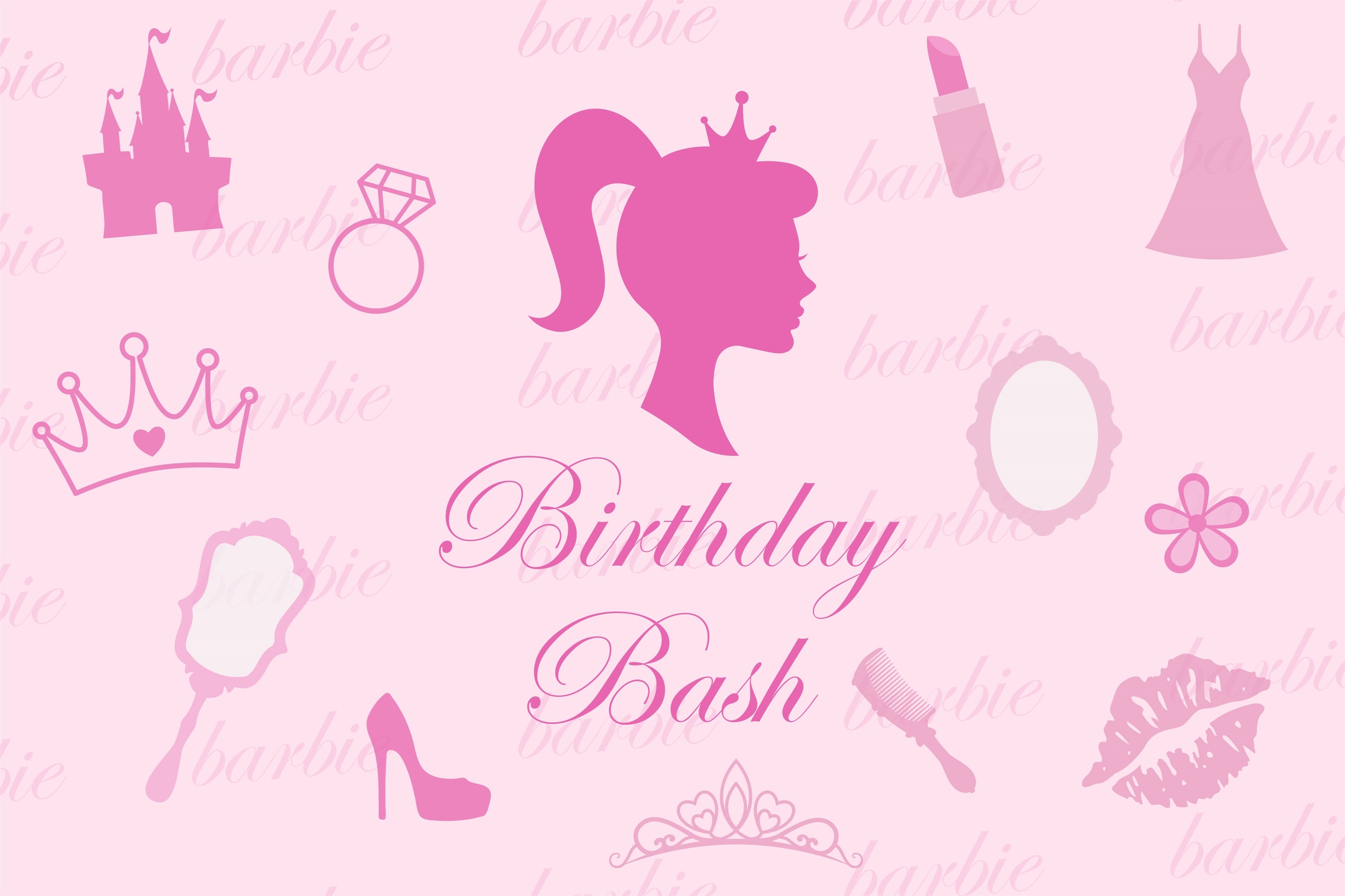 Birthday Backdrop Personalized Glam Pink Girl Party Backdrop BRP3-48