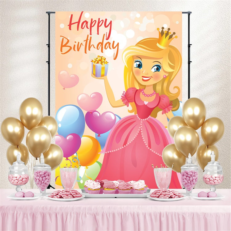 Customize Backdrop For Birthday Princess Glam Balloon Backdrop BRP3-49