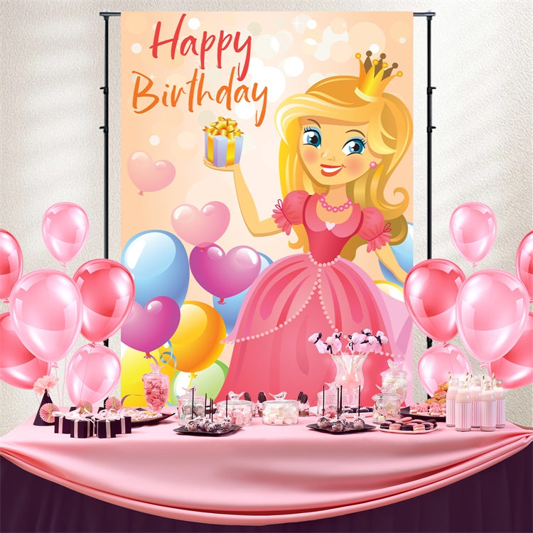 Customize Backdrop For Birthday Princess Glam Balloon Backdrop BRP3-49