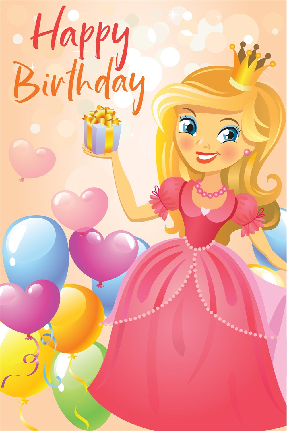 Customize Backdrop For Birthday Princess Glam Balloon Backdrop BRP3-49