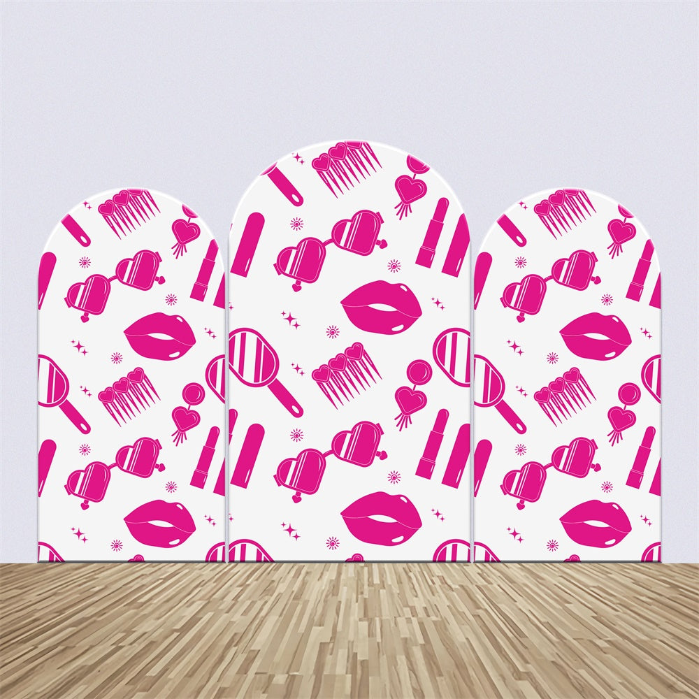 Customized Birthday Backdrop Pink Fashion Icons Arch Backdrop Kit BRP3-52