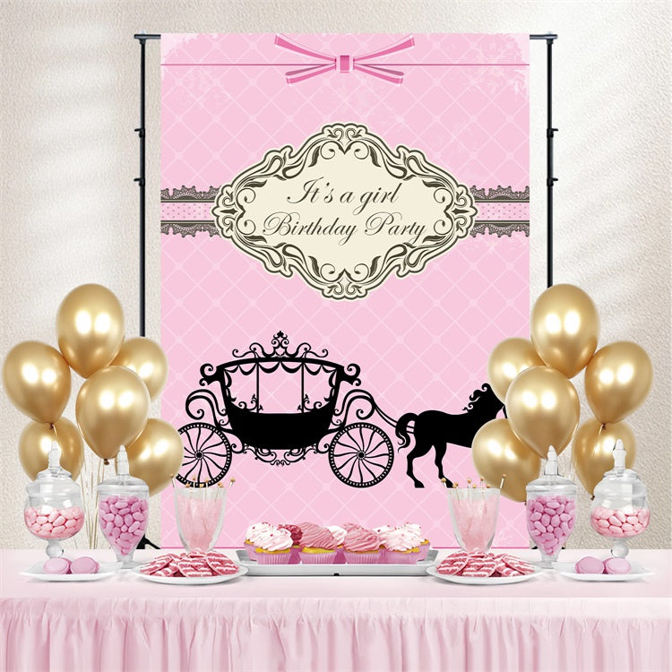 Customized Birthday Backdrop Black Silhouette Carriage Backdrop BRP3-61