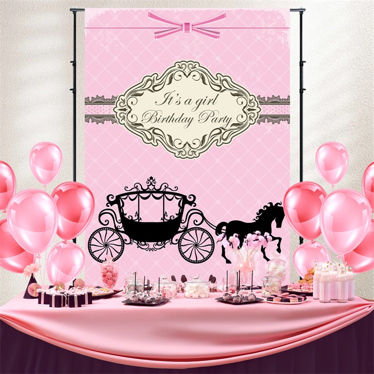 Customized Birthday Backdrop Black Silhouette Carriage Backdrop BRP3-61