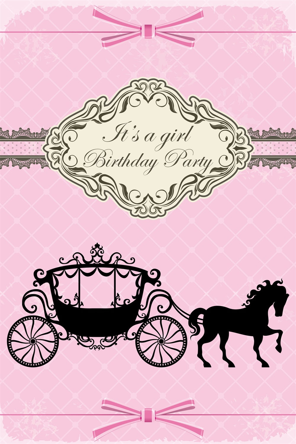 Customized Birthday Backdrop Black Silhouette Carriage Backdrop BRP3-61