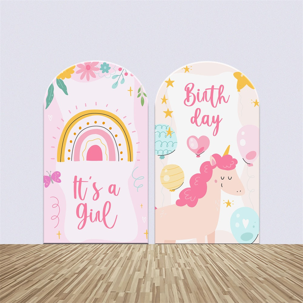 Customized Birthday Backdrop Cute Unicorn Fantasy Arch Backdrop Kit BRP3-66