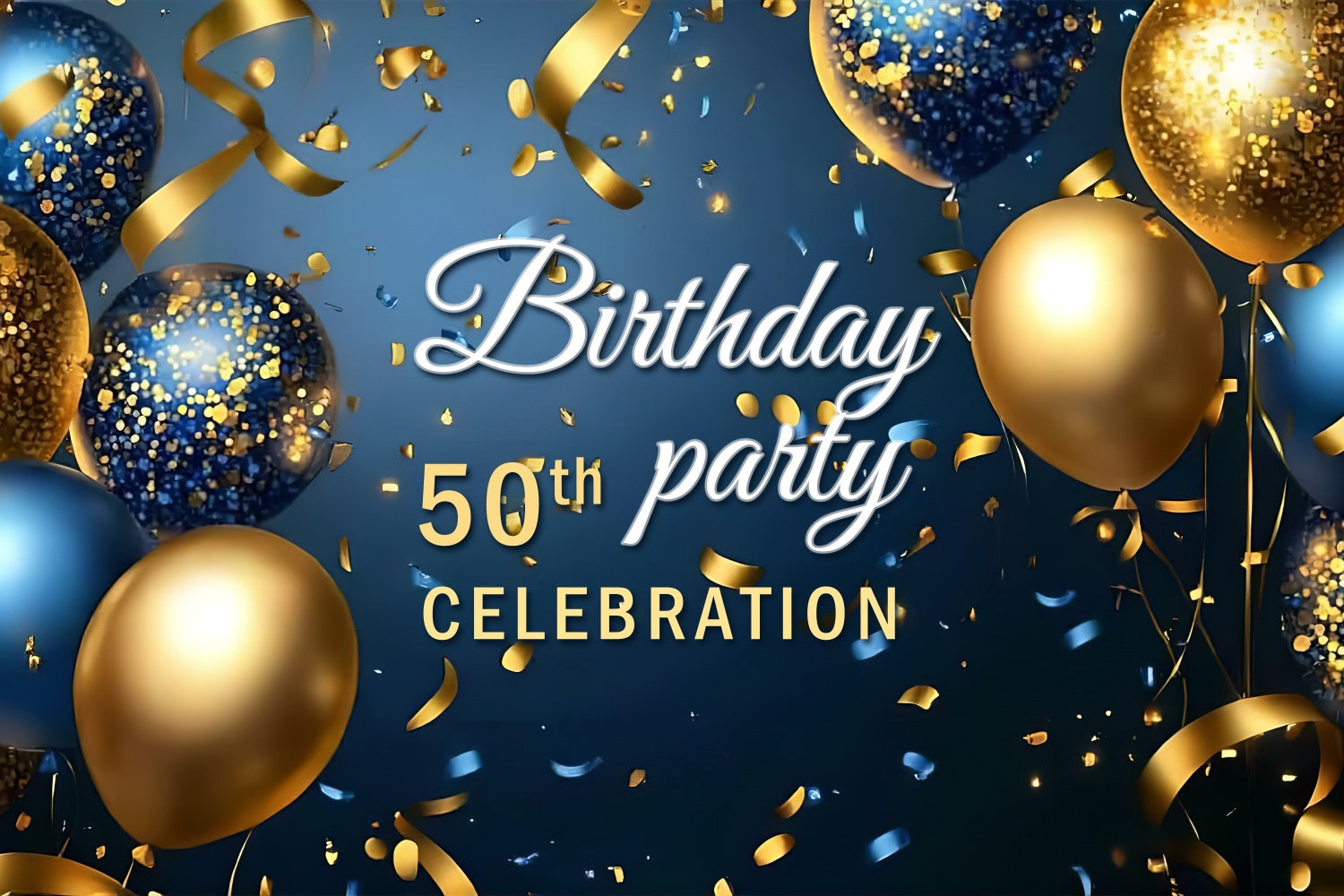 Personalized 50th Birthday Backdrop Luxury Confetti Backdrop BRP3-69