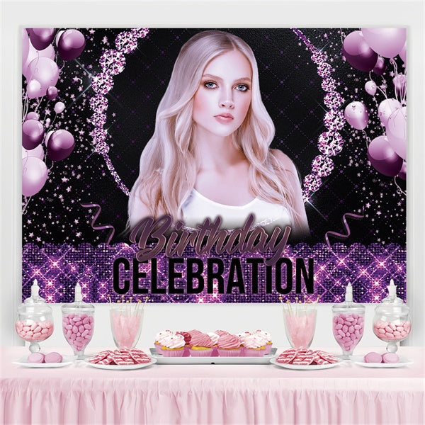 Customized Backdrop For Birthday Purple Sparkle Glam Backdrop BRP3-77