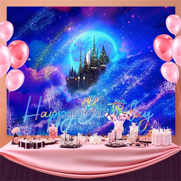 Personalized Birthday Backdrops Enchanted Galaxy Castle Backdrop BRP3-80