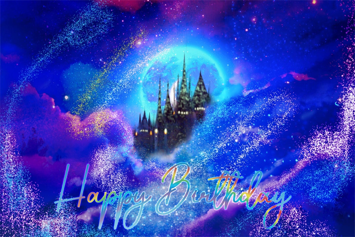 Personalized Birthday Backdrops Enchanted Galaxy Castle Backdrop BRP3-80