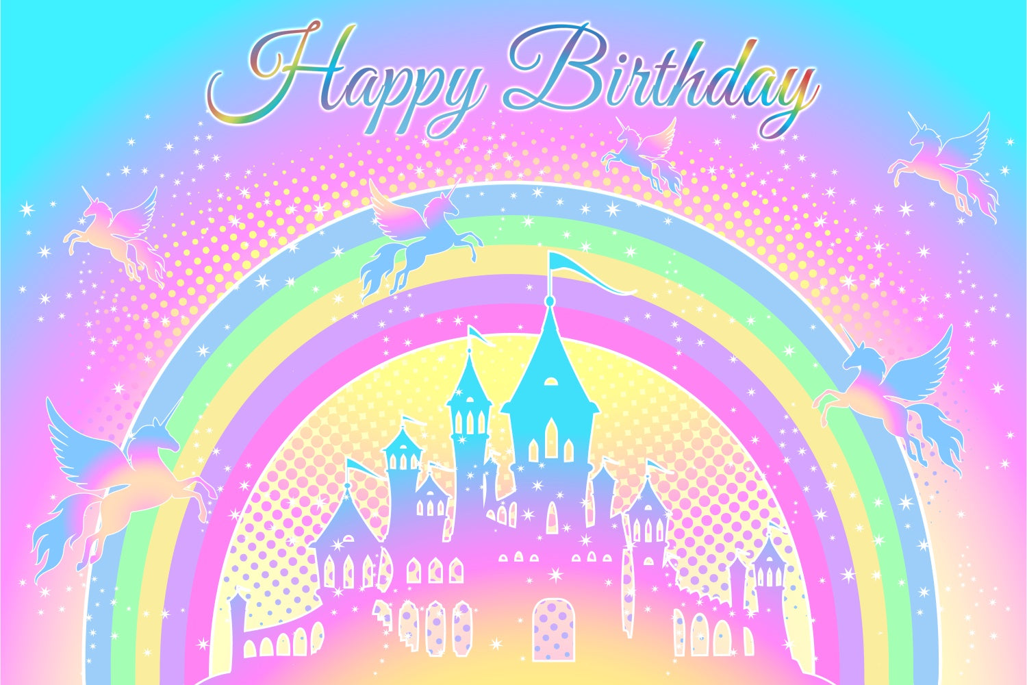Custom Made Birthday Backdrops Unicorn Castle Magical Backdrop BRP3-83