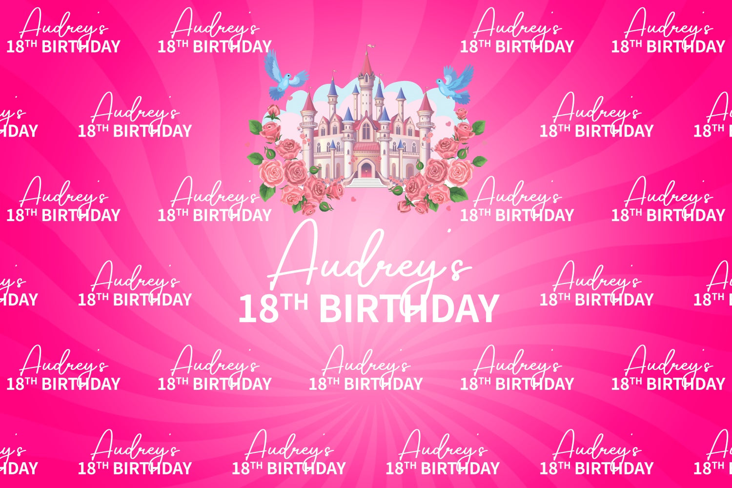 Custom Made Birthday Backdrops Pink Fantasy Castle Backdrop BRP3-86