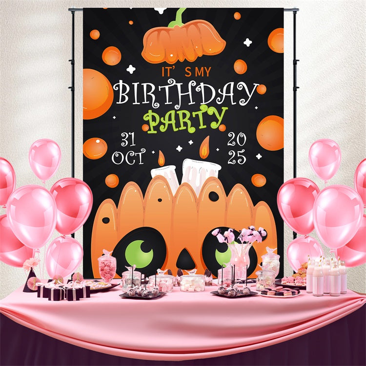 Custom Backdrops For Birthdays Spooky Pumpkin Party Backdrop BRP3-92