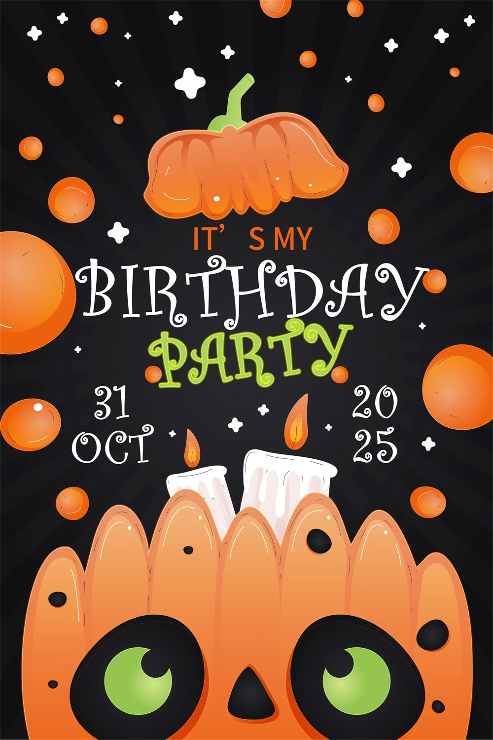 Custom Backdrops For Birthdays Spooky Pumpkin Party Backdrop BRP3-92