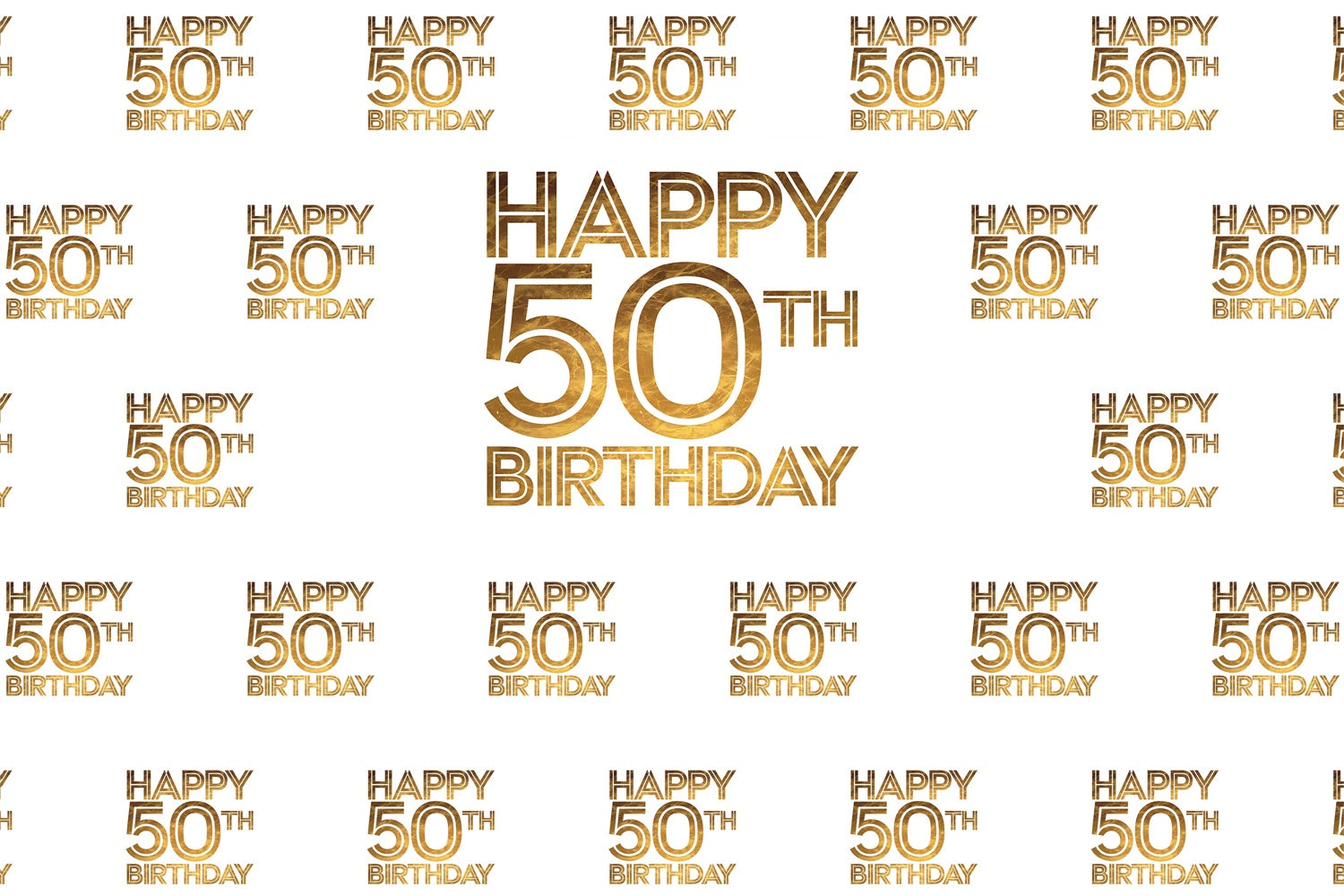 Personalized 50th Birthday Backdrop Luxurious Gold Happy Backdrop BRP3-99
