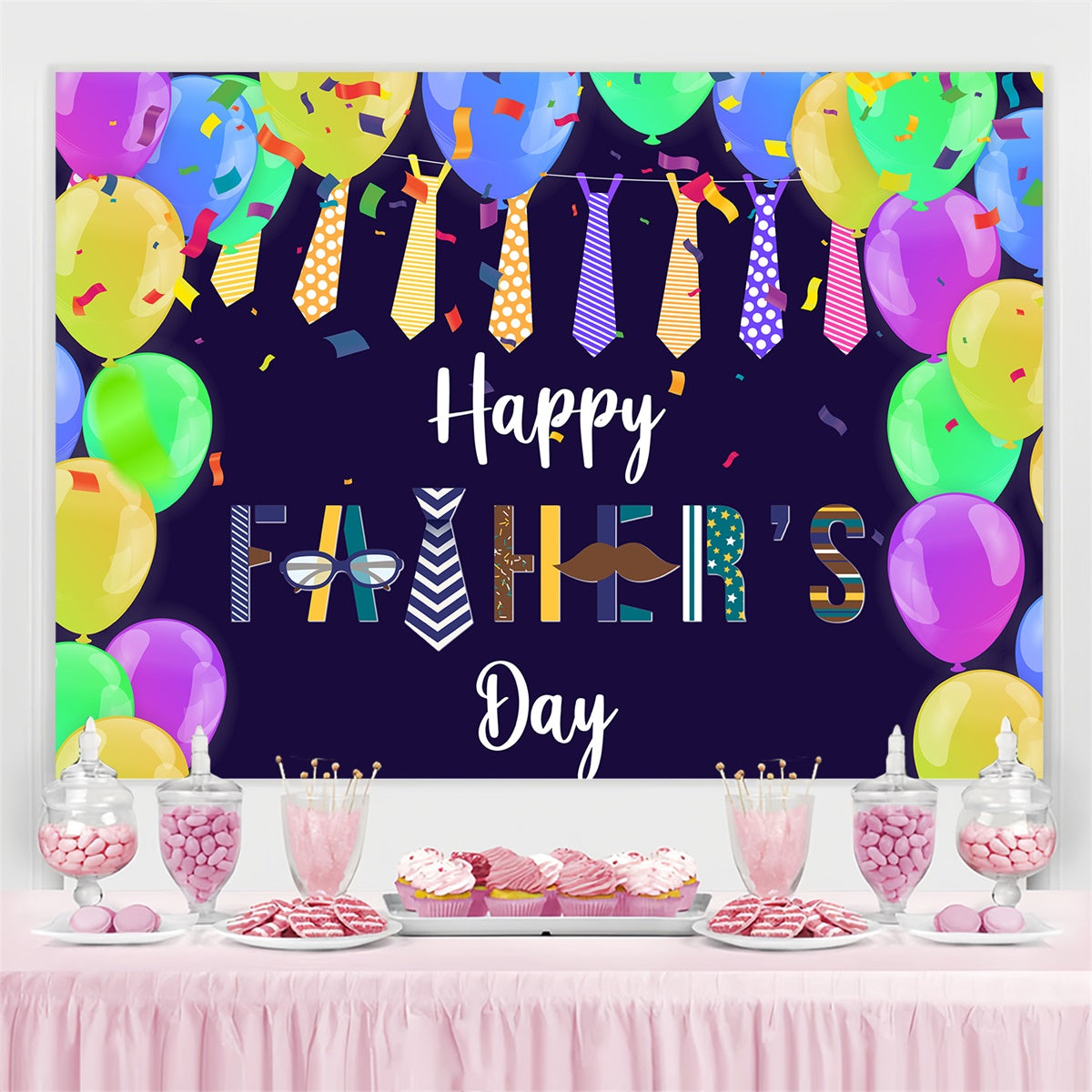 Backdrop For Fathers Day Confetti Colorful Balloon Backdrop BRP4-100