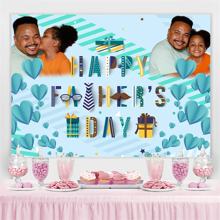 Father's Day Photo Backdrop Playful Paper Hearts Custom Backdrop BRP4-101