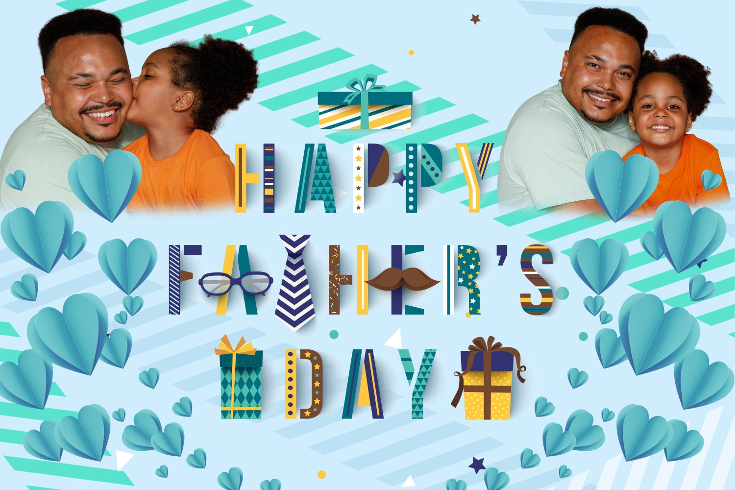 Father's Day Photo Backdrop Playful Paper Hearts Custom Backdrop BRP4-101