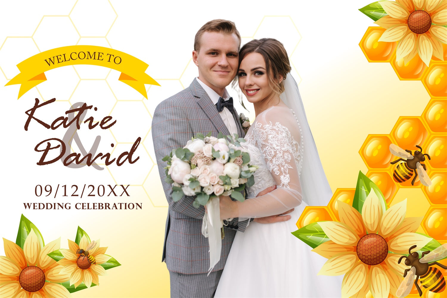 Wedding Backdrop Ideas Sunflower Honey Bee Love Customized Backdrop BRP4-107