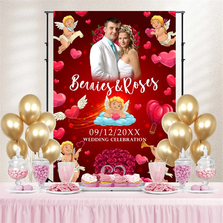 Wedding Photo Backdrops Roses Cupid Hearts Custom Backdrop BRP4-110