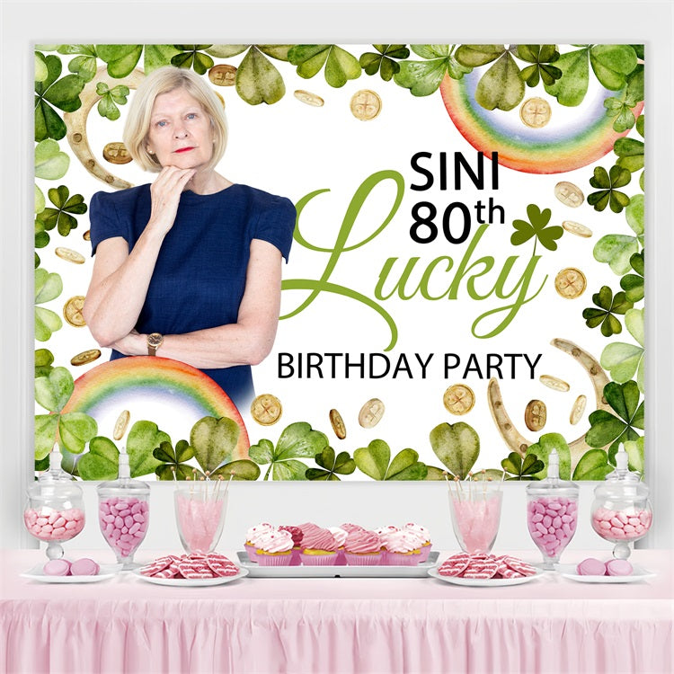Custom Birthday Party Backdrop Shamrock Gold Coins 80th Backdrop BRP4-12