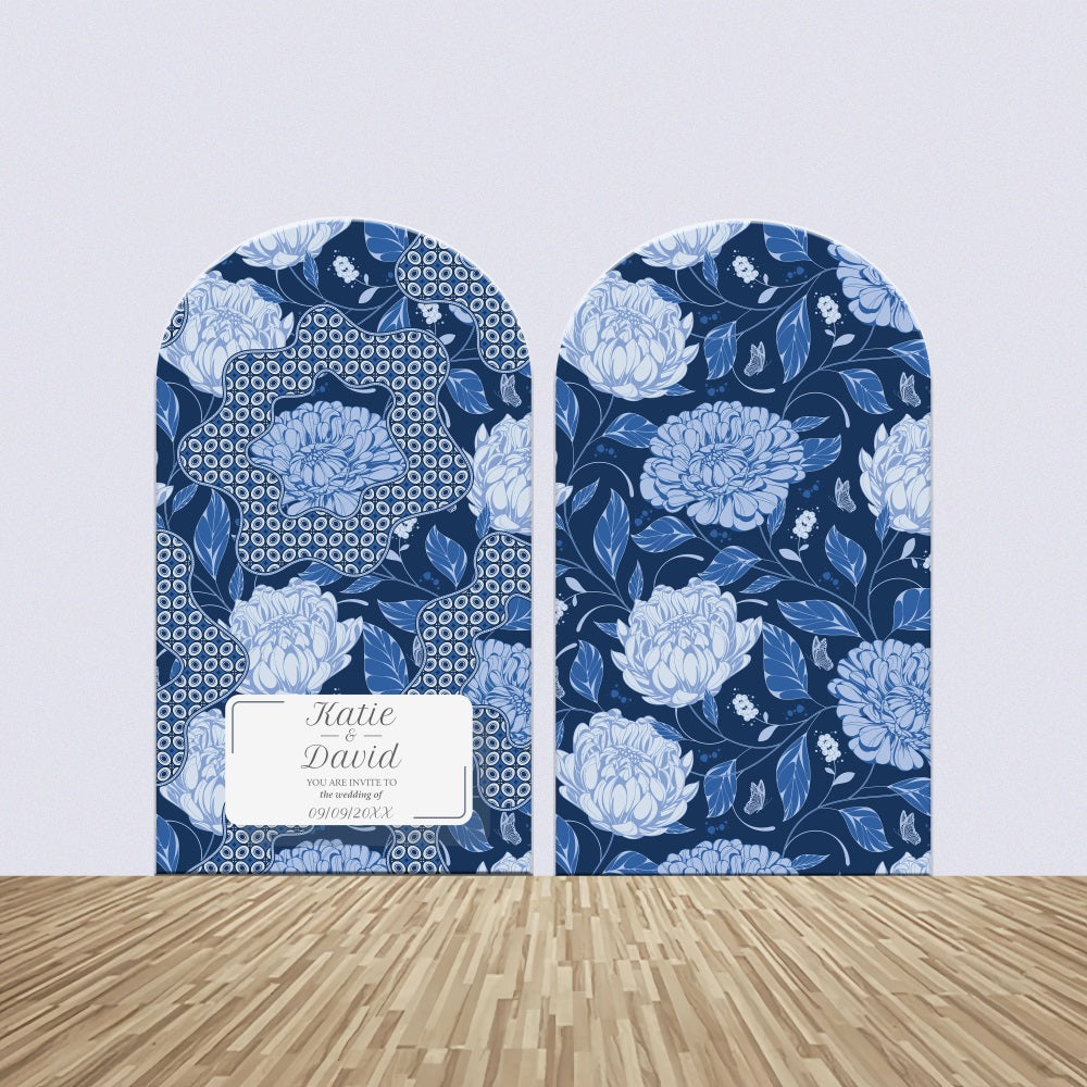 Wedding Backdrops For Photos Navy Floral Custom Arch Backdrop Kit BRP4-147