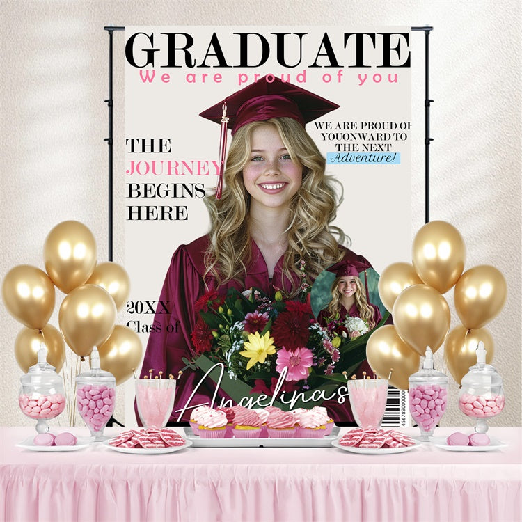 Prom 2025 Backdrop Soft Beige Magazine Graduation Party Backdrop BRP4-161