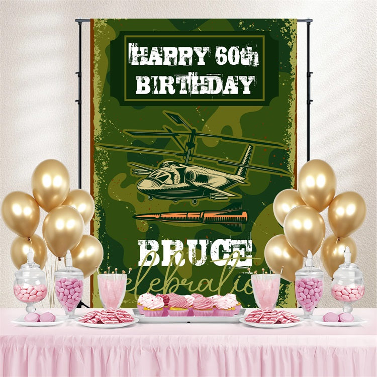 Personalized Birthday Backdrops Camo Combat 60th Party Backdrop BRP4-18