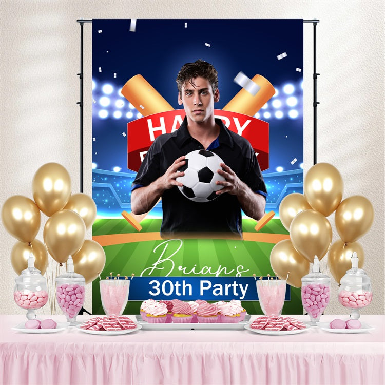 Custom Birthday Backdrops 30th Soccer Stadium Lights Backdrop BRP4-19