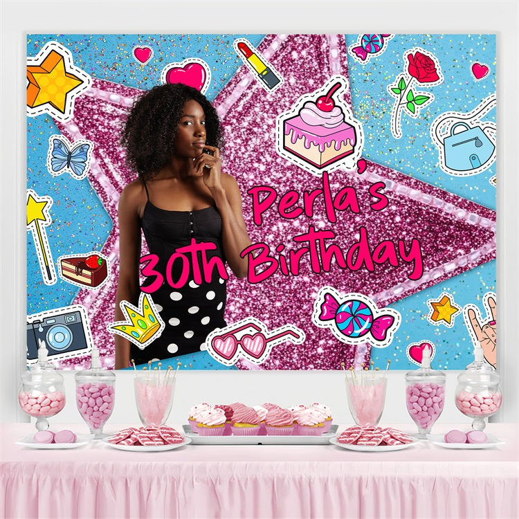 Custom Made Birthday Backdrops Glitter Star Cartoon Backdrop BRP4-25