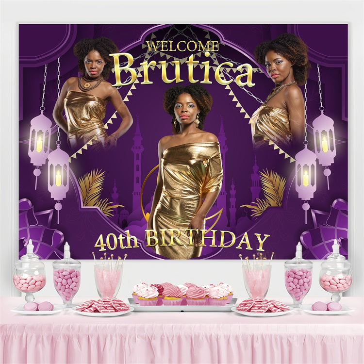 Personalized 40th Birthday Backdrop Mosque Lantern Backdrop BRP4-31
