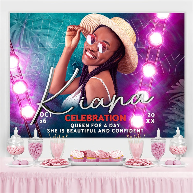 Personalised Backdrop Birthday Neon Lights Backdrop BRP4-32