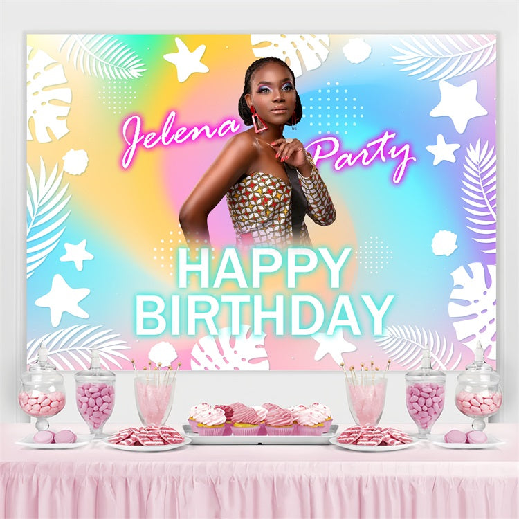 Personalized Backdrops Birthday Tropical Pastel Lights Backdrop BRP4-33