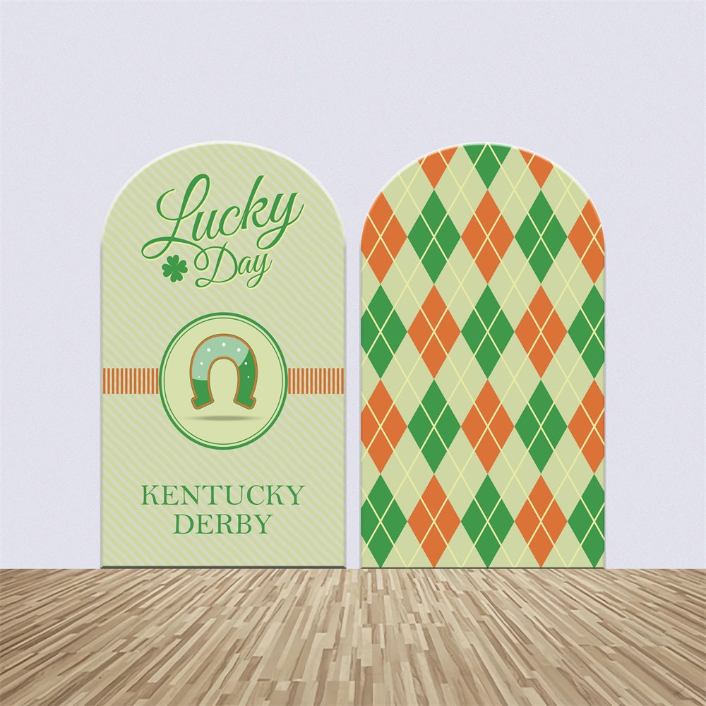 Backdrop Kentucky Derby Background Lucky Day Green Horseshoe Custom Backdrop BRP4-43