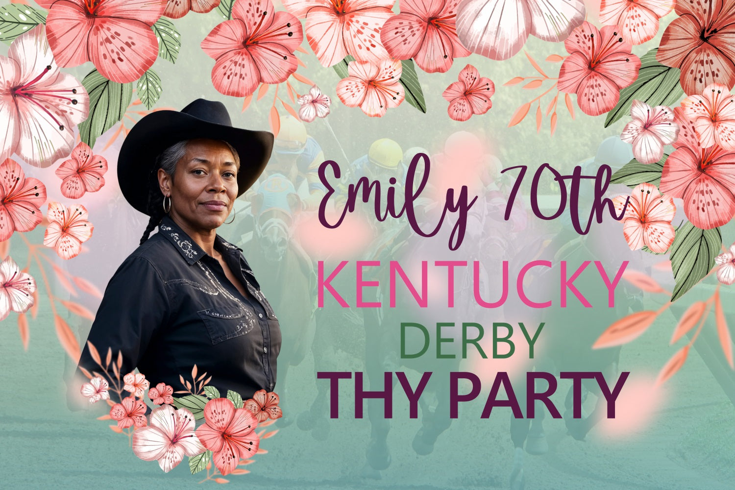 Kentucky Derby Photo Booth Backdrop 70th Celebration Blooms Customized Backdrop BRP4-53