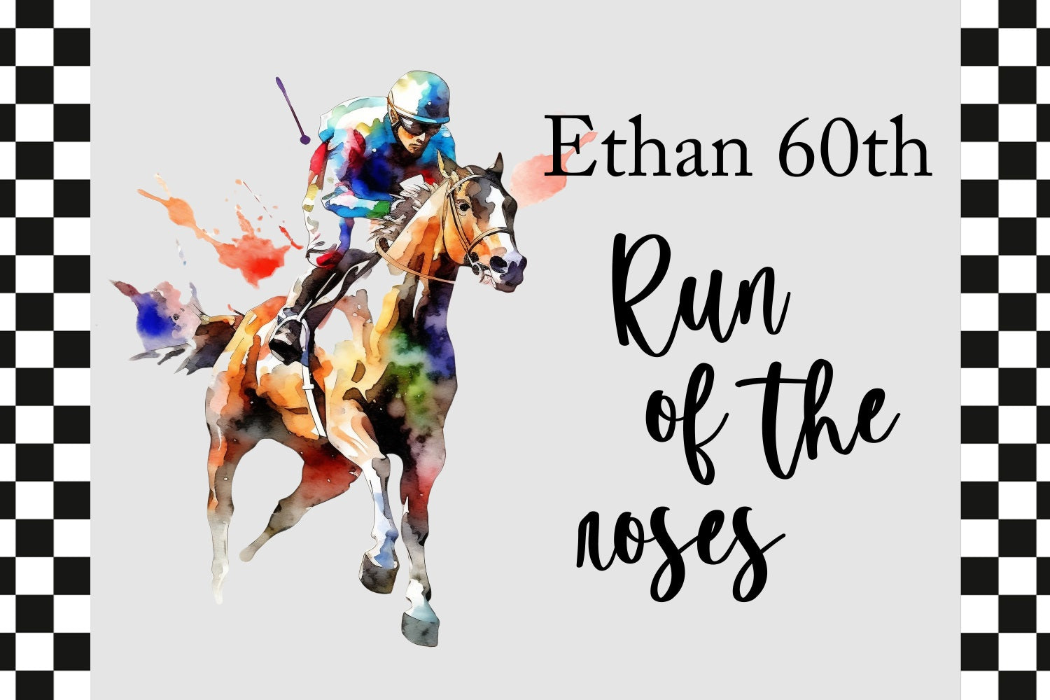 Kentucky Derby Photo Backdrop 60th Watercolor Celebration Personalised Backdrop BRP4-54