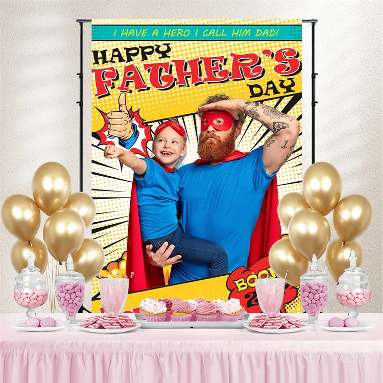 Fathers Day Backdrop Ideas Colorful Comic Style Custom Backdrop BRP4-65