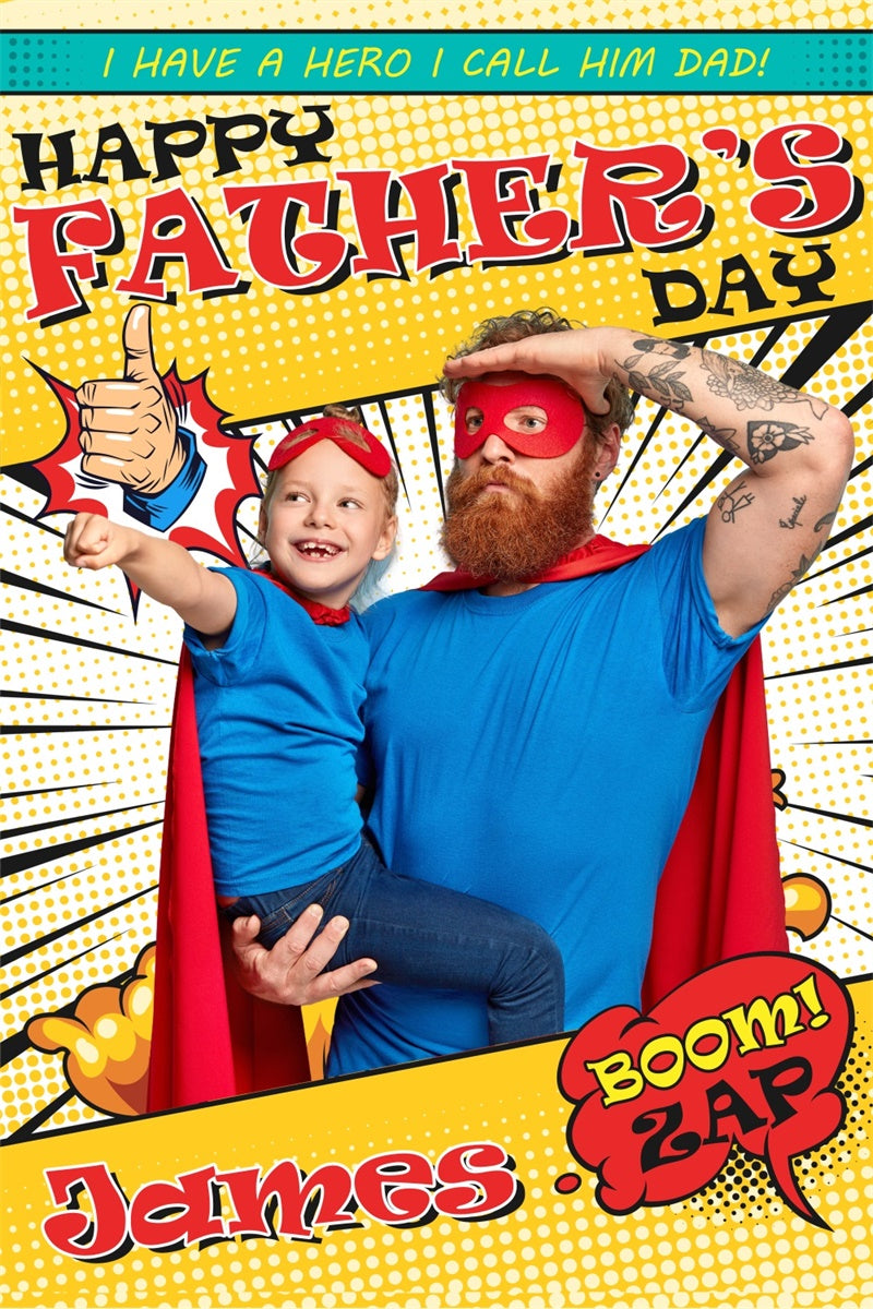 Fathers Day Backdrop Ideas Colorful Comic Style Custom Backdrop BRP4-65