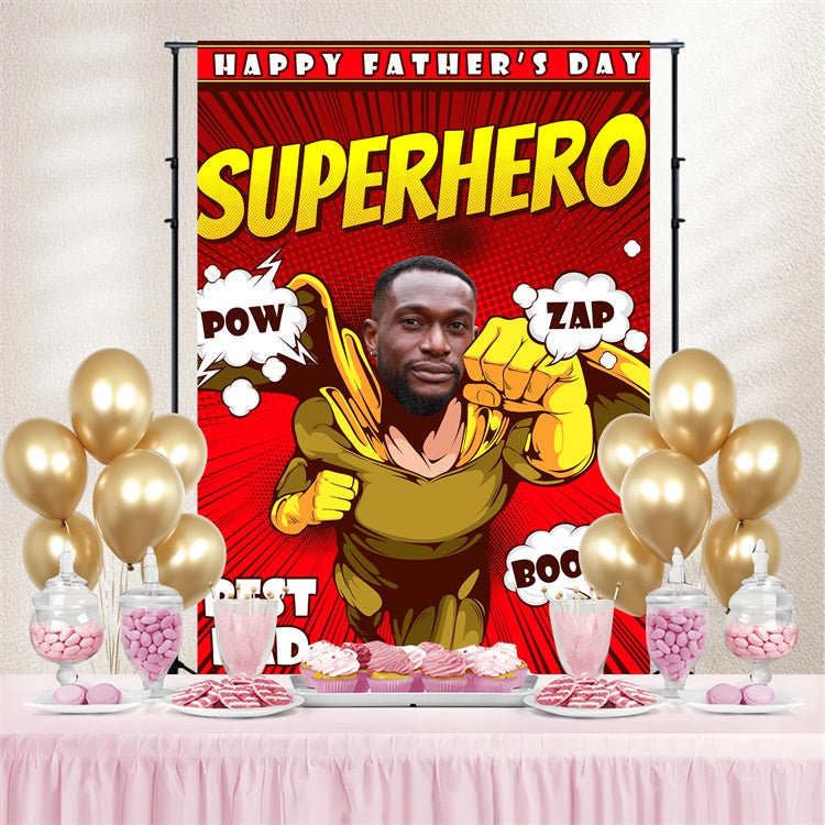 Fathers Day Backdrop Comic Super Dad Custom Customized Backdrop BRP4-66