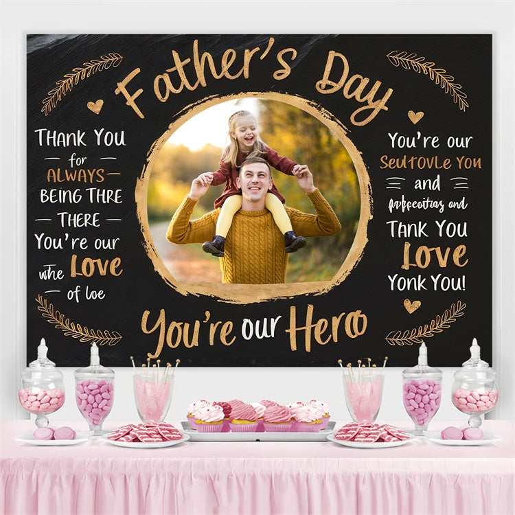 Backdrop Father's Day Golden Text Circle Frame Custom Backdrop BRP4-71